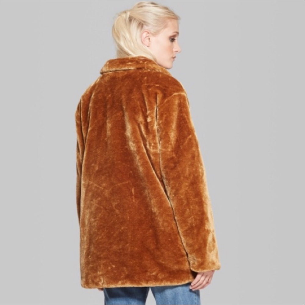 Wild Fable Women’s Faux Fur Button Front Pea Coat - Picture 2 of 8